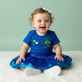 Kit Luxo Body Personalizado Brasil Royal Com Tênis, Saia e Laço