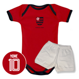 Kit Body Vemelho Personalizado e Shorts/Calça do Flamengo