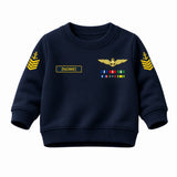 Blusa Moletom Infantil Bebê Gola Careca Azul Marinho Tema Marinha do Brasil Personalizado com Nome