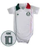 Body UV Premium Palmeiras - Branco Com Gola Verde e Vermelha