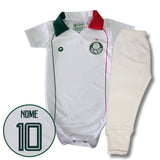 Body UV Premium Palmeiras - Branco Com Gola Verde e Vermelha