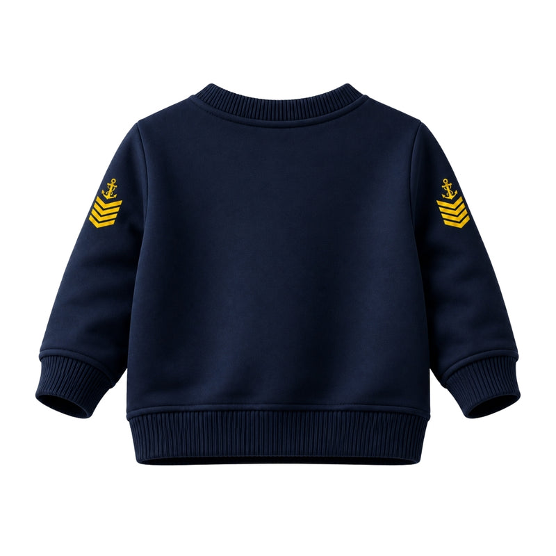 Blusa Moletom Infantil Bebê Gola Careca Azul Marinho Tema Marinha do Brasil Personalizado com Nome