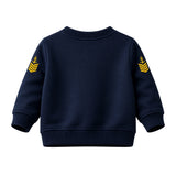 Blusa Moletom Infantil Bebê Gola Careca Azul Marinho Tema Marinha do Brasil Personalizado com Nome