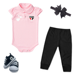 Kit Luxo Body Rosa SPFC Com Tênis, Shorts/Calça e Laço