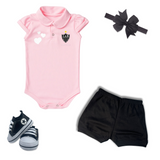 Kit Luxo Body Rosa Atlético MG Com Tênis, Shorts/Calça e Laço