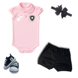 Kit Luxo Body Rosa Botafogo Com Tênis, Shorts/Calça e Laço