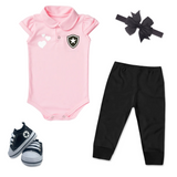 Kit Luxo Body Rosa Botafogo Com Tênis, Shorts/Calça e Laço