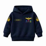 Blusa Moletom Infantil Bebê Com Capuz Azul Marinho Tema Marinha do Brasil Personalizado com Nome