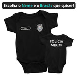 Body Bebê Preto da PP Polícia Penal Personalizado com Nome e Brasão do Estado