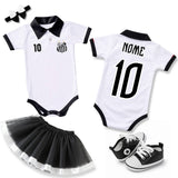 Kit Luxo Body Bebê Polo Santos Menina – Saia, Tênis e Laço