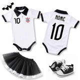 Kit Luxo Body Bebê Polo Corinthians Menina – Saia, Tênis e Laço