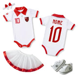 Kit Luxo Body Bebê Polo Flamengo Menina – Saia, Tênis e Laço