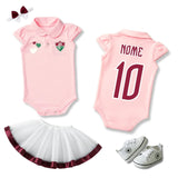 Kit Luxo Body Bebê Rosa Fluminense Menina – Saia, Tênis e Laço