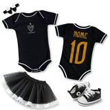 Kit Luxo Body Bebê Oficial Preto Atlético Mineiro Menina – Saia, Tênis e Laço