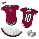Kit Luxo Body Bebê Vermelho Fluminense Menina – Saia, Tênis e Laço