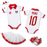 Kit Luxo Body Bebê Oficial Polo São Paulo Menina – Saia, Tênis e Laço
