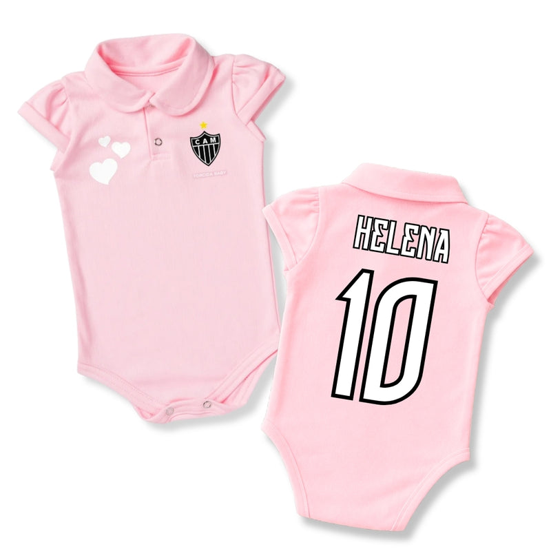Body Bebê Rosa Oficial Atlético Mineiro – Personalizado com Nome e Número