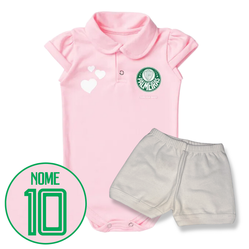Kit Body Rosa Personalizado e Shorts/Calça do Palmeiras