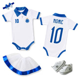 Kit Luxo Body Bebê Polo Cruzeiro Menina – Saia, Tênis e Laço