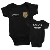 Body Bebê Preto da PC Polícia Civil Personalizado com Nome e Brasão do Estado