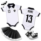 Kit Luxo Body Bebê Oficial Polo Atlético Mineiro Menina – Saia, Tênis e Laço