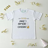 Kit Camiseta e Body Paz, Amor e Chopp/ Leite