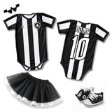 Kit Luxo Body Bebê Oficial Proteção UV Listrado Botafogo Menina – Saia, Tênis e Laço