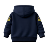 Blusa Moletom Infantil Bebê Com Capuz Azul Marinho Tema Marinha do Brasil Personalizado com Nome