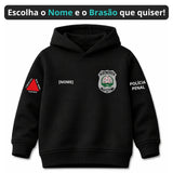 Blusa Moletom Infantil Bebê Com Capuz Preto Tema Polícia Penal Personalizado com Nome