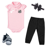 Kit Luxo Body Rosa Santos Com Tênis, Shorts/Calça e Laço