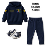 Blusa Moletom Infantil Bebê Com Capuz Azul Marinho Tema Marinha do Brasil Personalizado com Nome