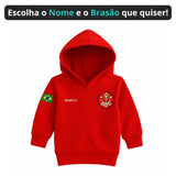 Blusa Moletom Infantil Bebê Com Capuz Vermelho Tema Corpo de Bombeiros Personalizado com Nome
