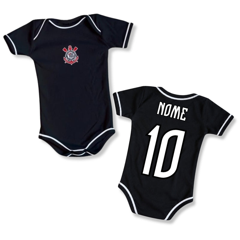 Body Bebê Preto Corinthians – Personalizado com Nome e Número