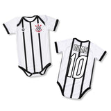 Body Bebê Oficial Proteção UV Listrado Corinthians – Personalizado com Nome e Número