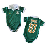 Body Bebê Oficial Proteção UV Verde Palmeiras – Personalizado com Nome e Número
