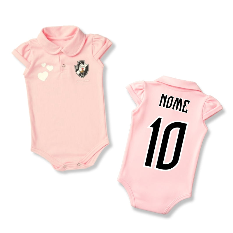 Body Bebê Rosa Vasco – Personalizado com Nome e Número