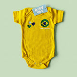 Kit Luxo Body Personalizado Brasil Amarelo Com Tênis, Saia e Laço