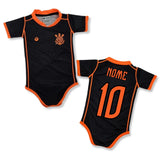 Body Bebê Oficial Proteção UV Preto e Laranja Corinthians – Personalizado com Nome e Número