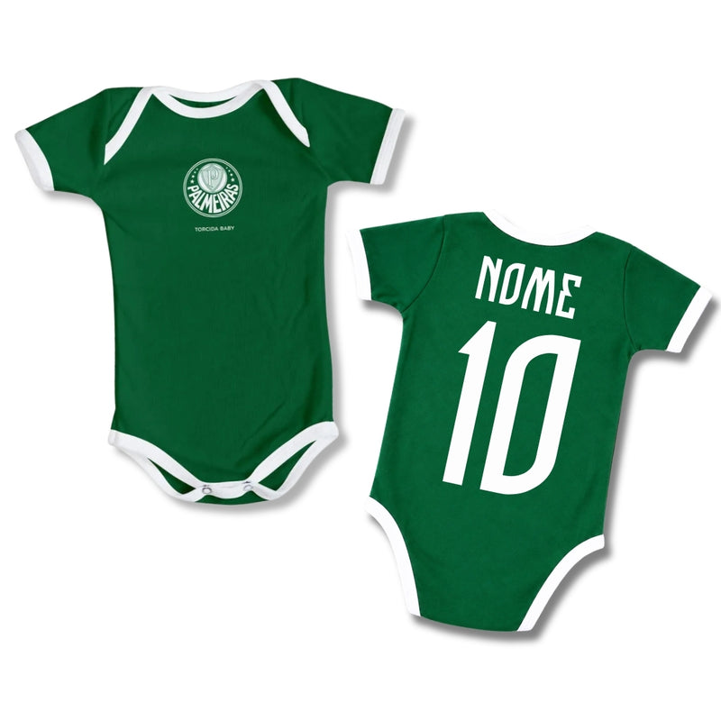 Body Bebê Verde Palmeiras – Personalizado com Nome e Número