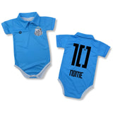 Kit Luxo Body Bebê Oficial Proteção UV Santos Azul Menina – Saia, Tênis e Laço