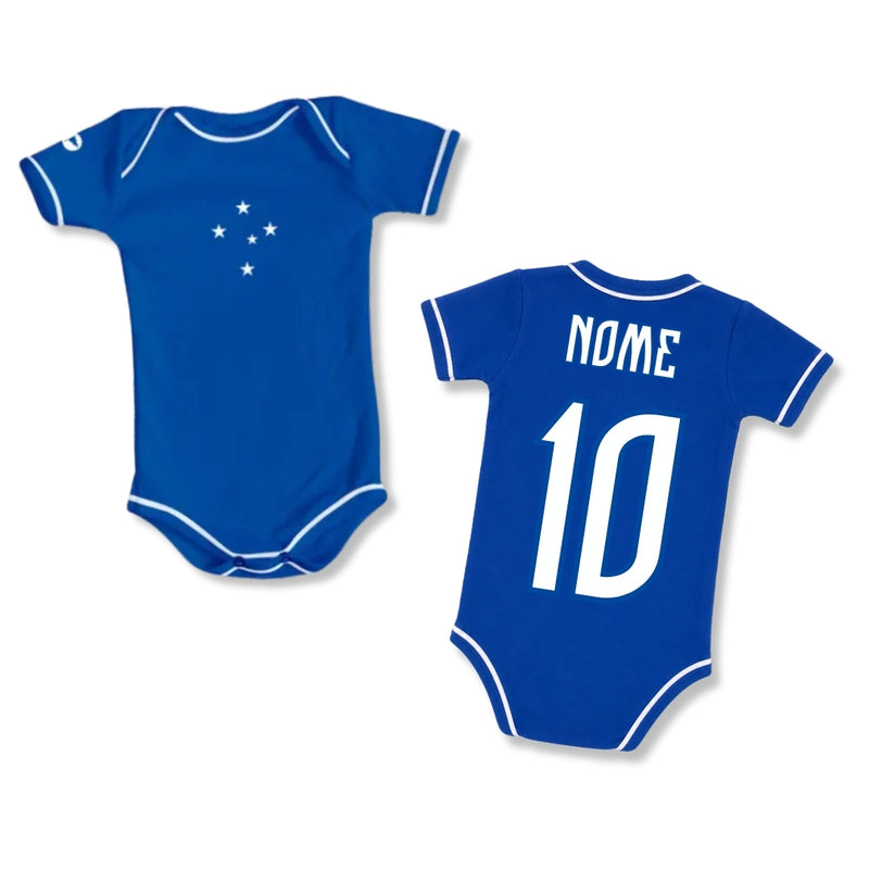 Body Bebê Azul Cruzeiro – Personalizado com Nome e Número