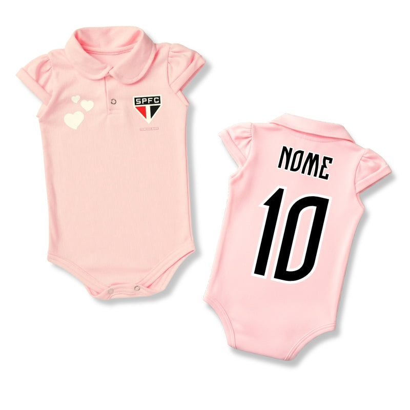 Body Bebê Rosa Oficial São Paulo – Personalizado com Nome e Número