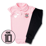 Kit Body Rosa Personalizado e Shorts/Calça do Corinthians