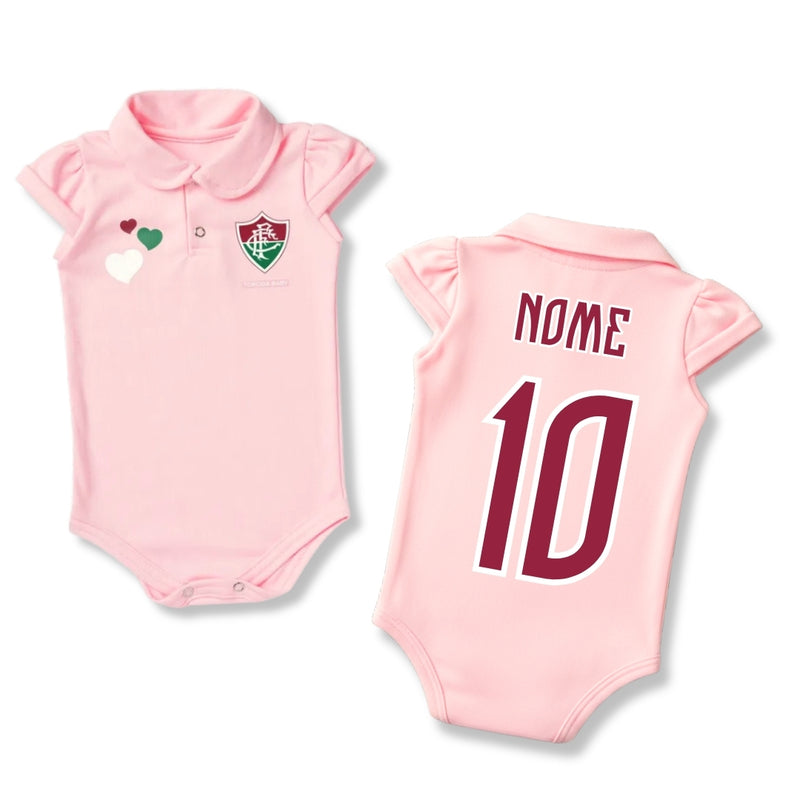 Body Bebê Rosa Fluminense – Personalizado com Nome e Número