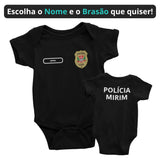Body Bebê Preto da PC Polícia Civil Personalizado com Nome e Brasão do Estado