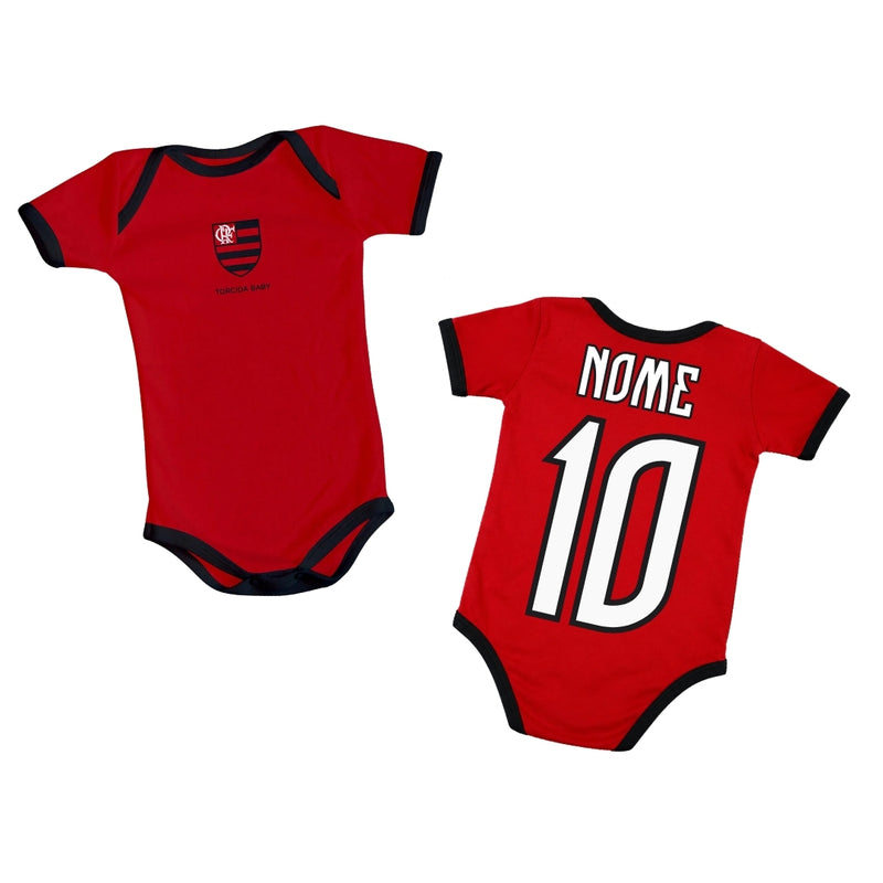 Body Bebê Vermelho Flamengo – Personalizado com Nome e Número