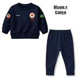 Blusa Moletom Infantil Bebê Gola Careca Marinho Tema SAMU 192 Personalizado com Nome