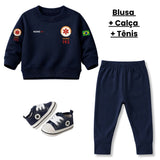 Blusa Moletom Infantil Bebê Gola Careca Marinho Tema SAMU 192 Personalizado com Nome