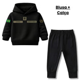 Blusa Moletom Infantil Bebê Com Capuz Preto Tema Exército Brasileiro Personalizado com Nome