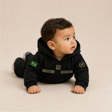 Blusa Moletom Infantil Bebê Com Capuz Preto Tema Exército Brasileiro Personalizado com Nome